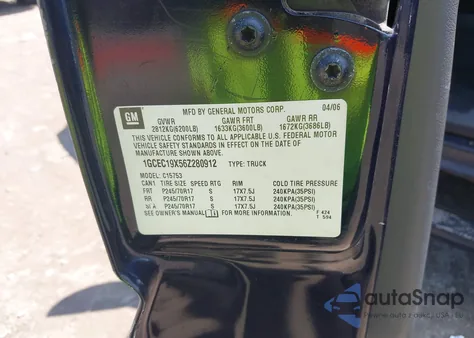 2006 Chevrolet Silverado 1500 Work Truck from USA, damaged, VIN 1GCEC19X56Z280912